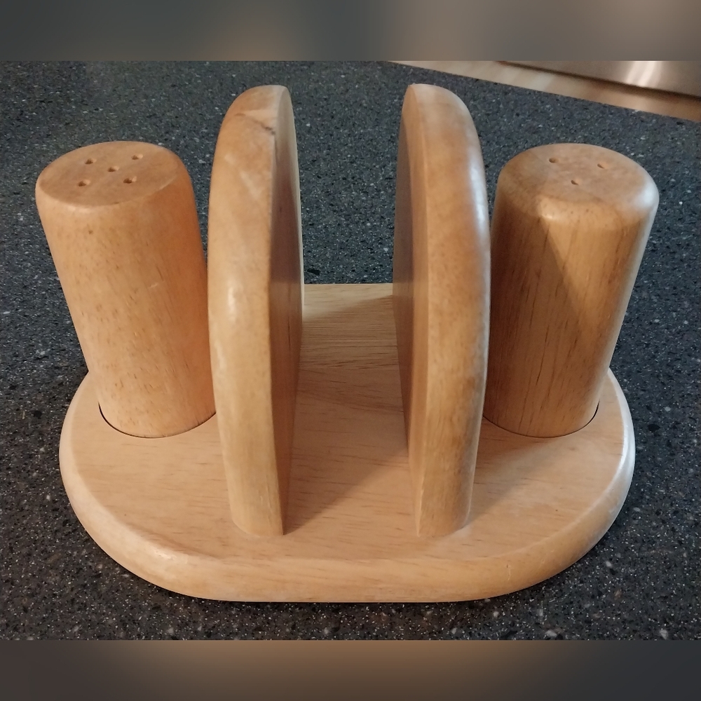 Vintage Salt And Pepper Shakers With Napkin Holder